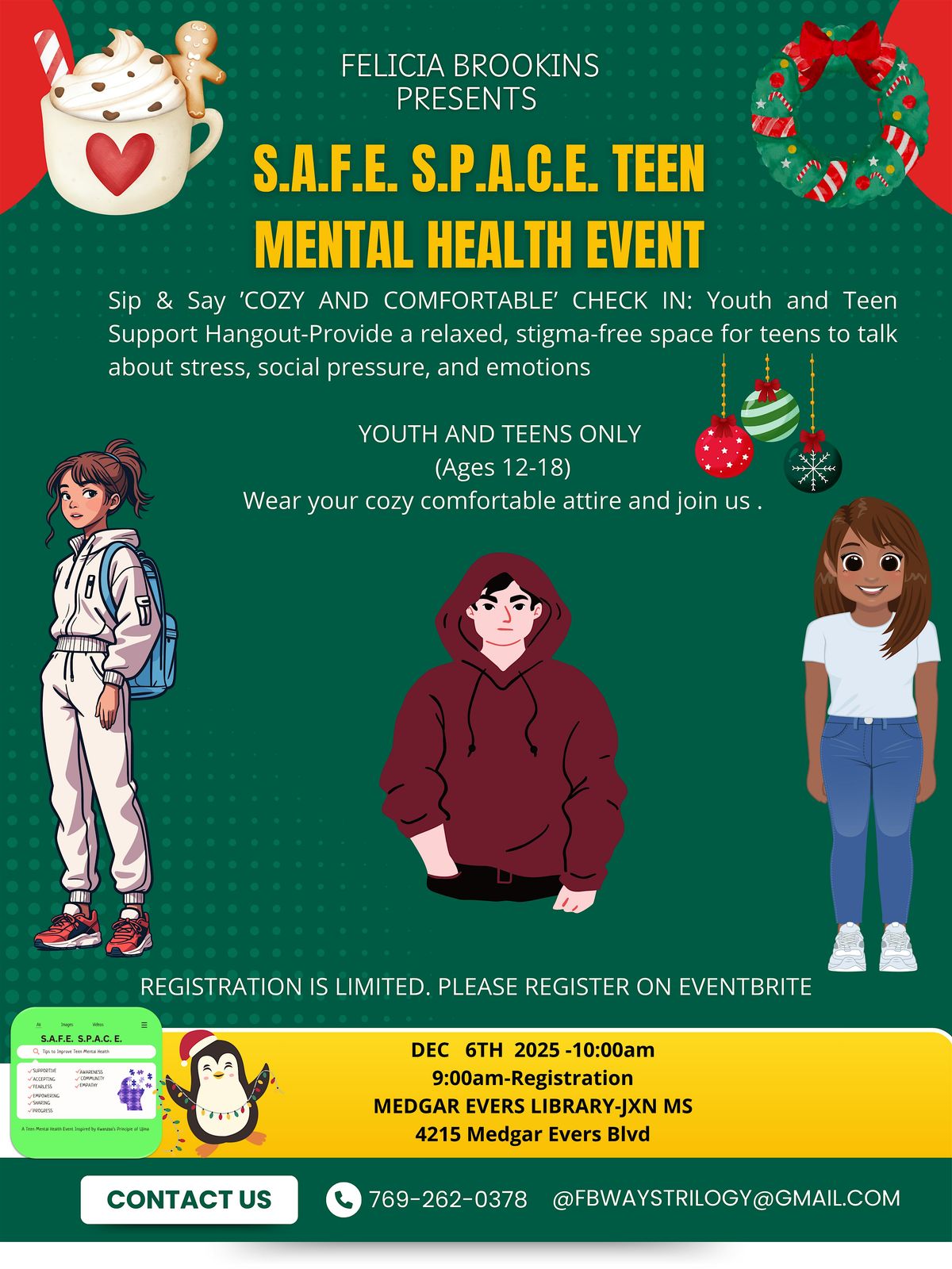 S.A.F.E. S.P.A.C.E. TEEN MENTAL HEALTH DISCUSSION AND TOY DRIVE