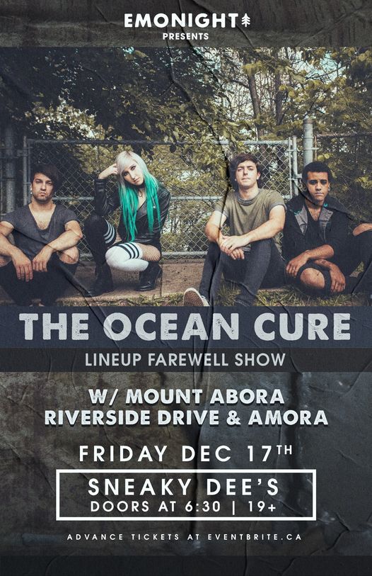 The Ocean Cure Lineup Farewell Show w\/ Mount Abora, Riverside Drive