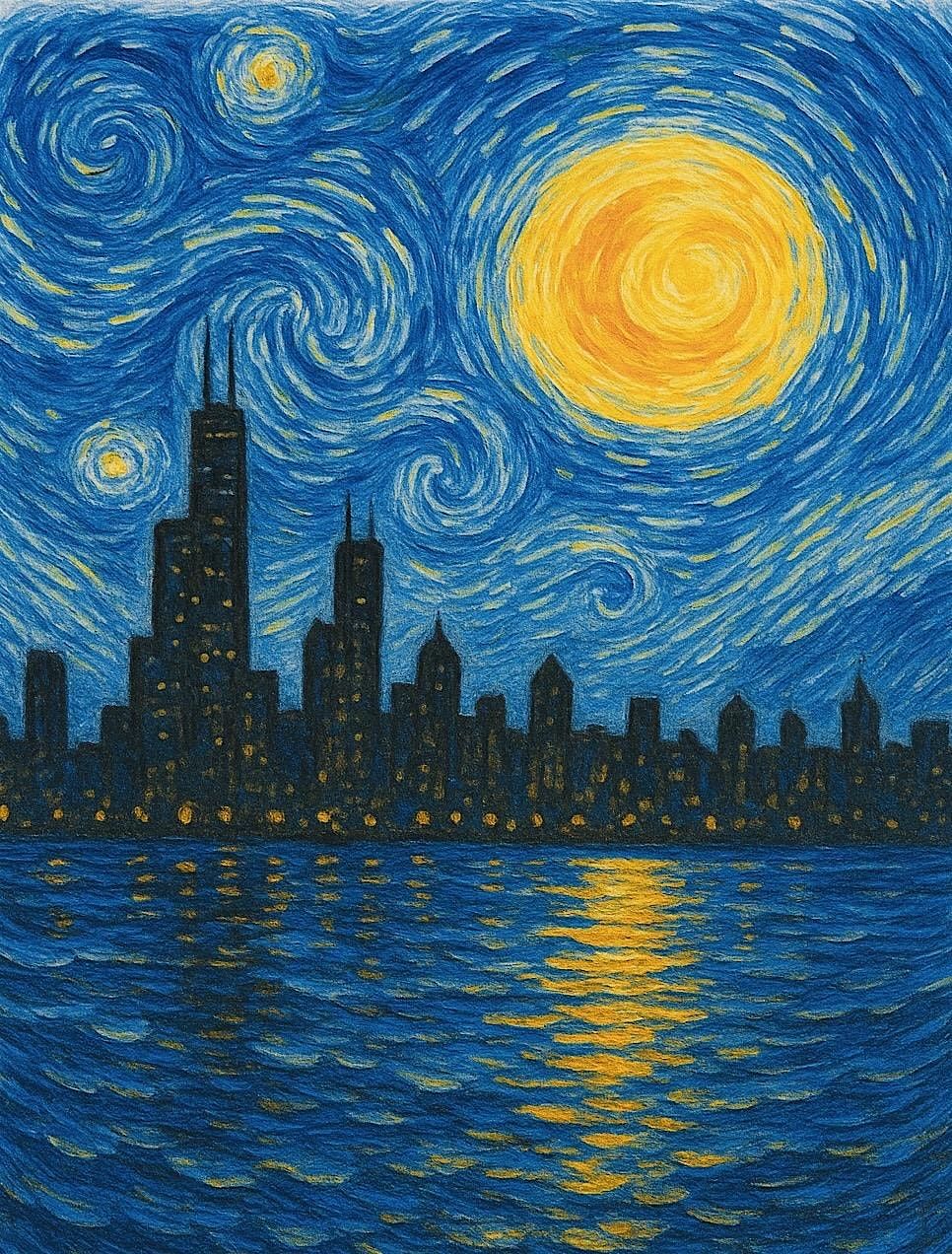 Van Gogh Chicago Skyline paint n sip