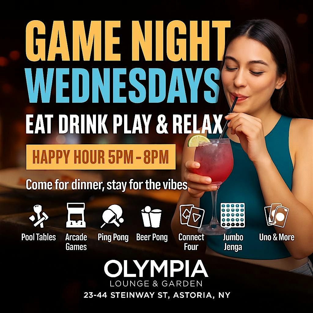 Game Night Wednesdays at Olympia Lounge & Garden \u2013 Astoria Queens NY