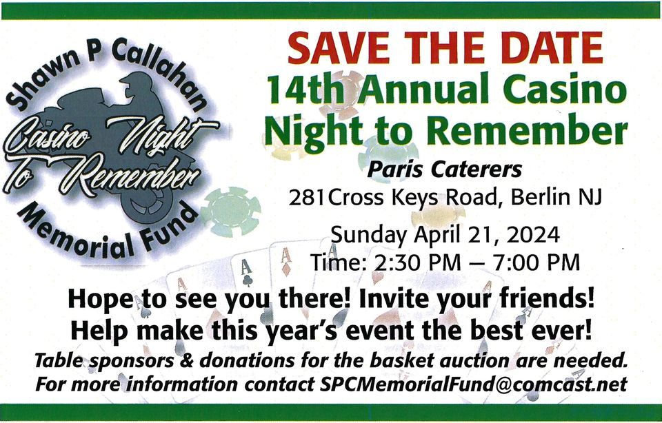 The Shawn P. Callahan Memorial Fund presents the 14th Annual Casino Night to Remember 