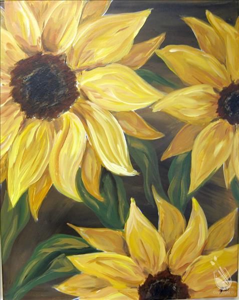 Sunflowers on Brown