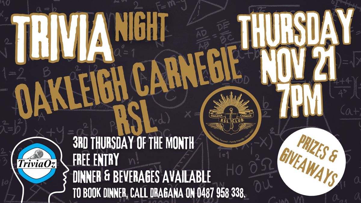 Trivia Night @ Oakleigh Carnegie RSL