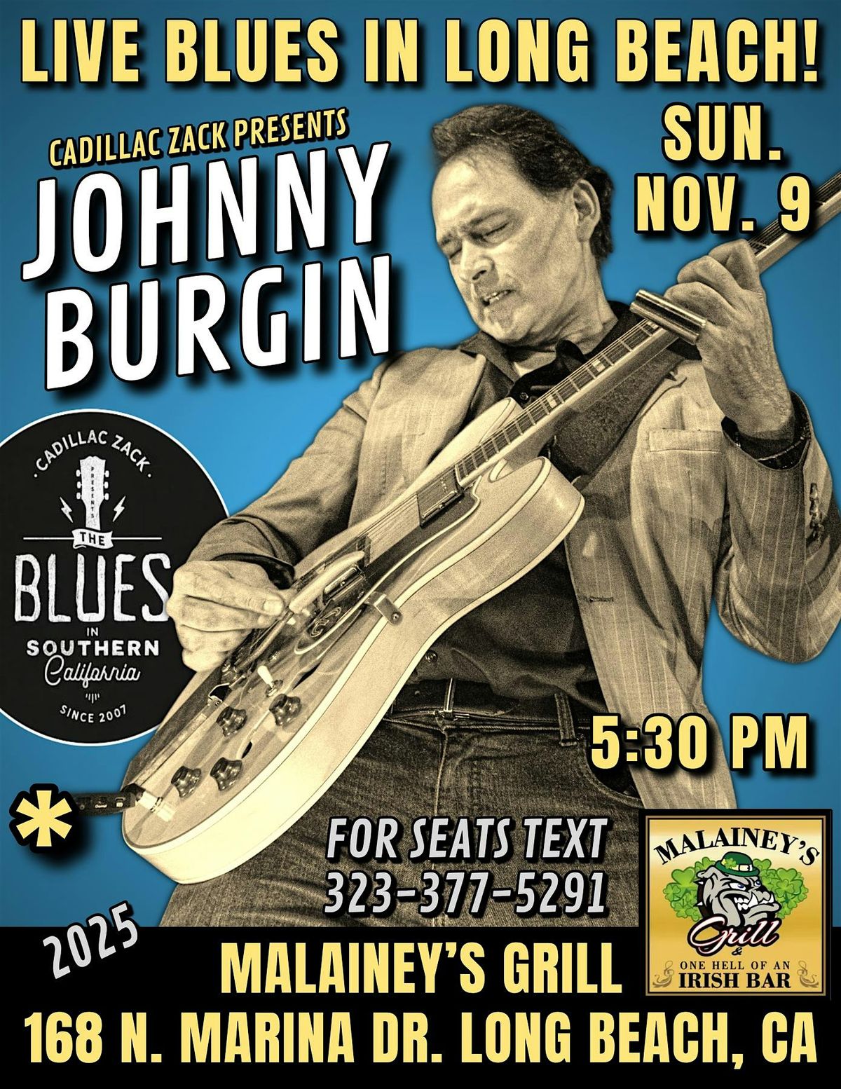 JOHNNY BURGIN - Blues Guitar Master from Chicago - in Long Beach!