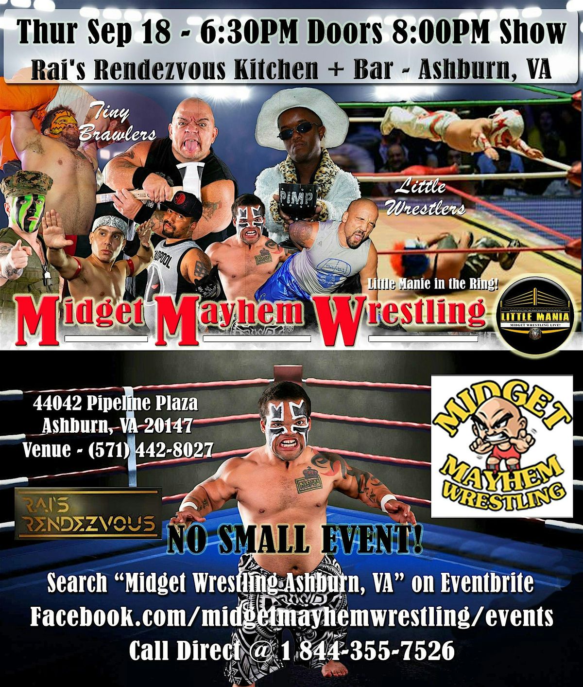 Midget Mayhem Wrestling Rips Through the Ring! Ashburn VA 21+