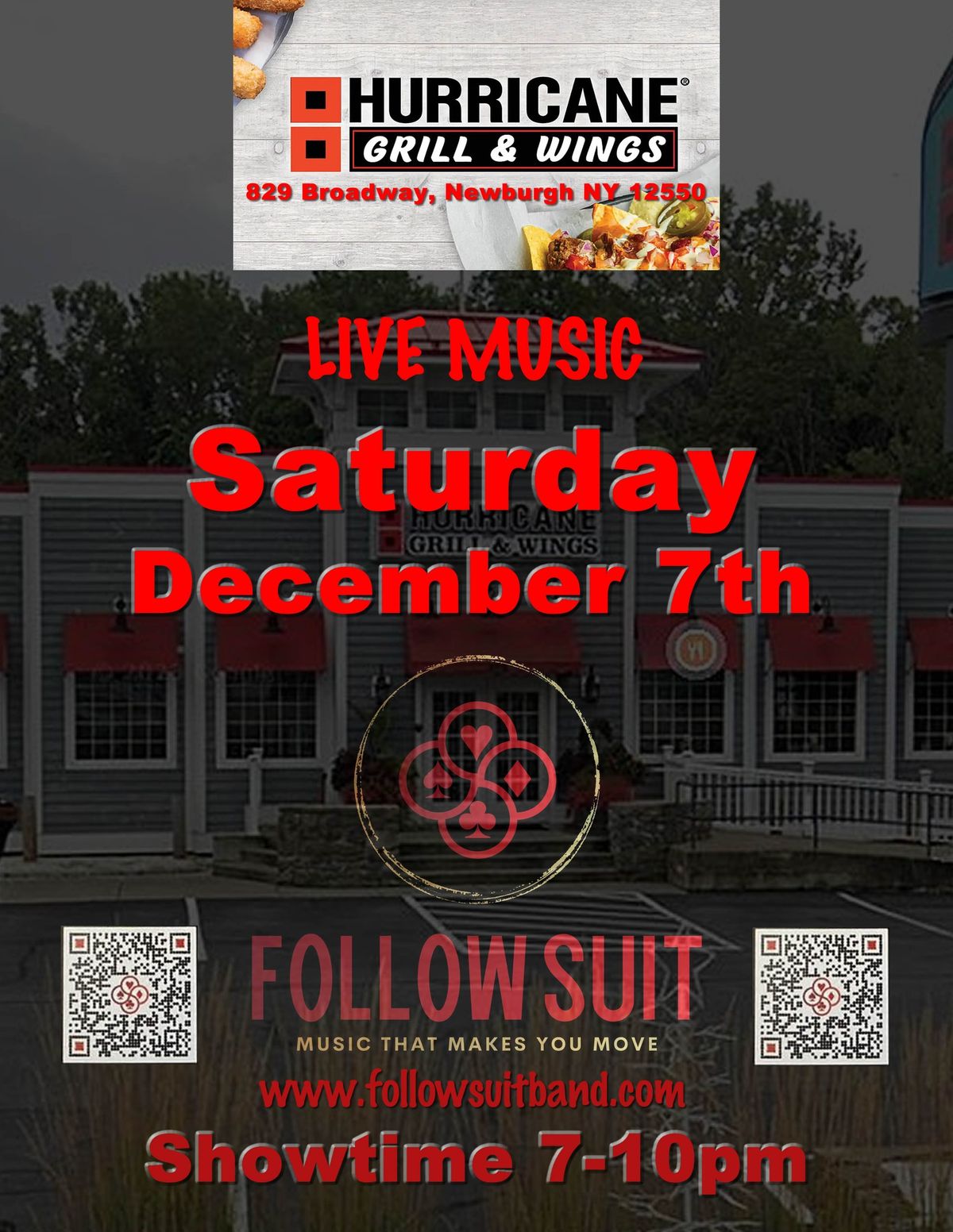 Follow Suit Band @ Hurricane Grill in Newburgh NY on Saturday Dec 7th at 8pm!