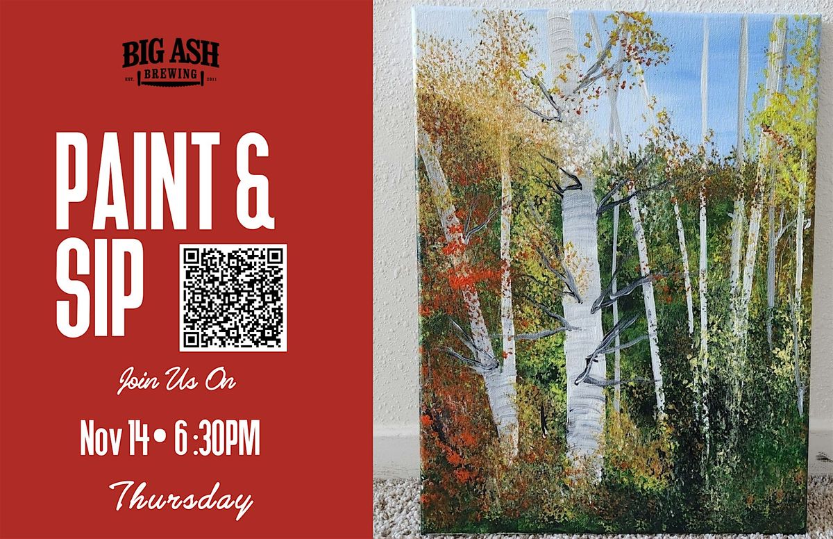 Paint and Sip Night at Big Ash Brewing! Fall Trees!