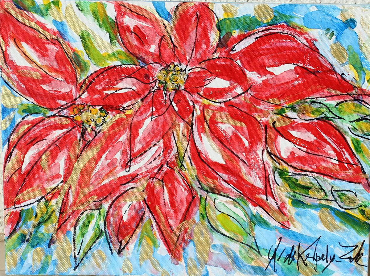 Christmas Poinsettia artwork by Andrea de Kerpely-Zak