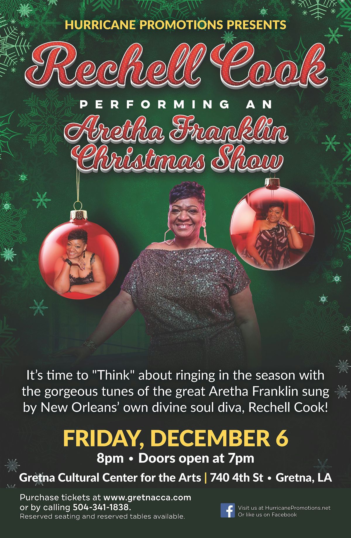 Rechell Cook performing an Aretha Franklin Christmas Show