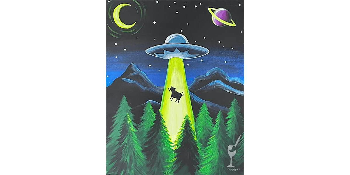 UFO Cow Alien Abduction - Paint and Sip in San Antonio | Classpop!\u2122