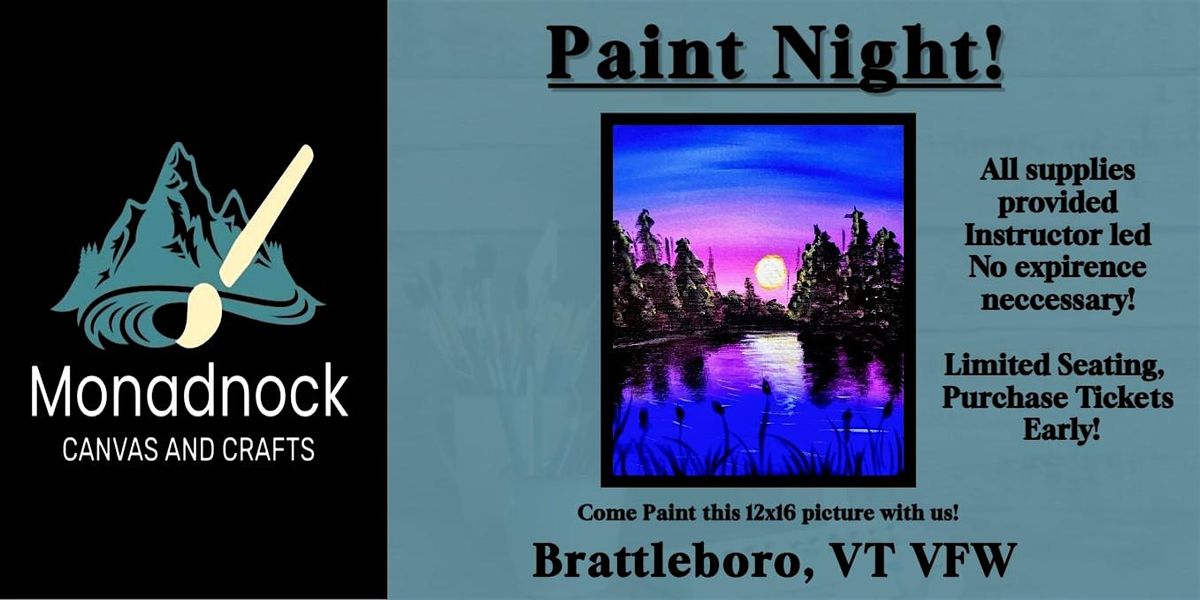Summer Sunset Paint Night! Brattleboro VT, VFW - Limited Seating!