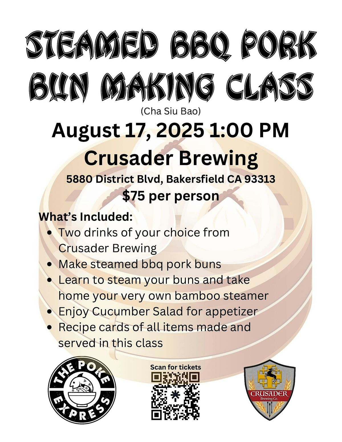 BBQ Pork Bun Making Class at Crusader Brewing