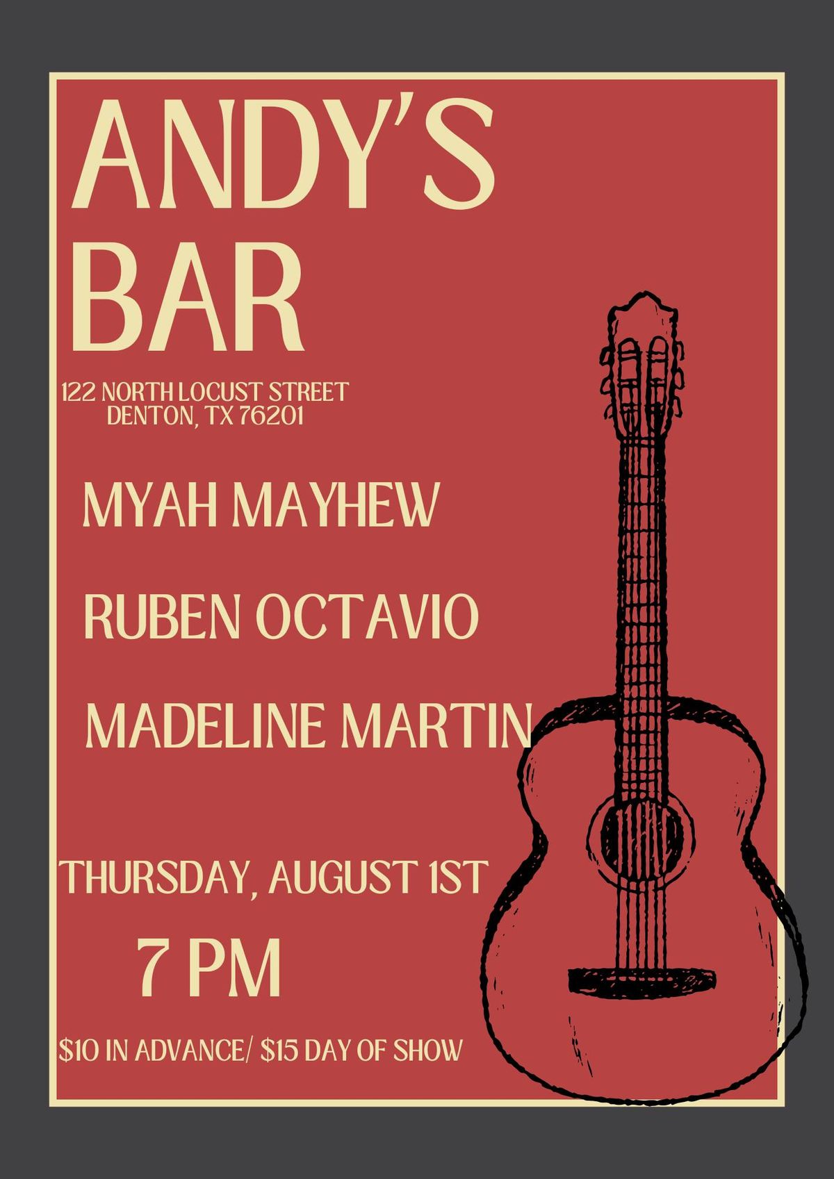 Ruben Octavio \/ Myah Mayhem \/ Madeline Martin at Andy's Bar
