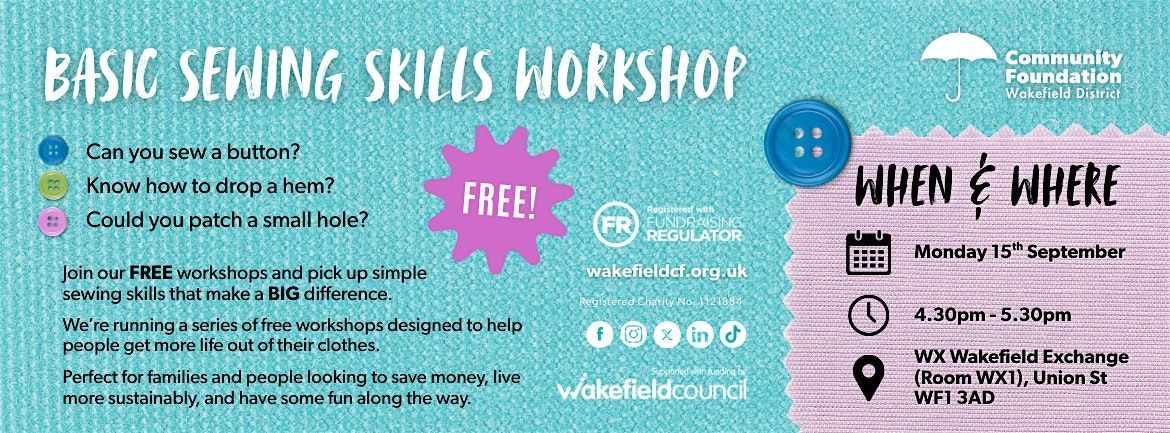 Mend, don't spend! FREE workshop teaching basic sewing skills