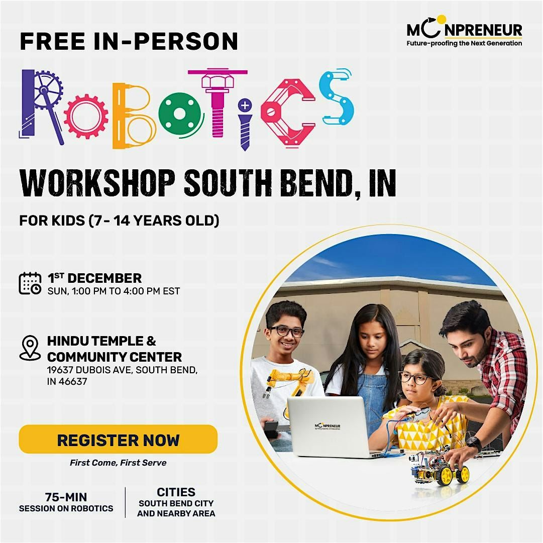 Free Robotics Workshop For Kids at South Bend, IN (7-14 yrs)