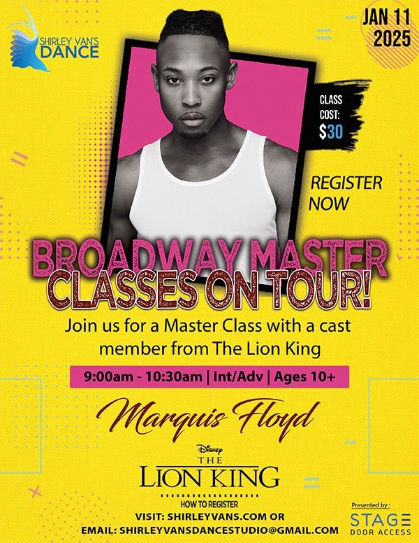 Broadway (Lion King) Master Class -with Marquis Floyd!