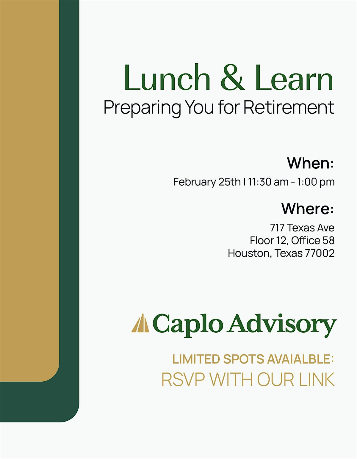 LUNCH & LEARN: Preparing You for Retirement