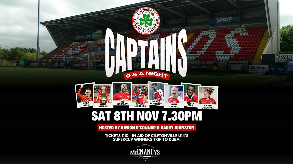 Cliftonville Captains Q&A Night Fundraiser