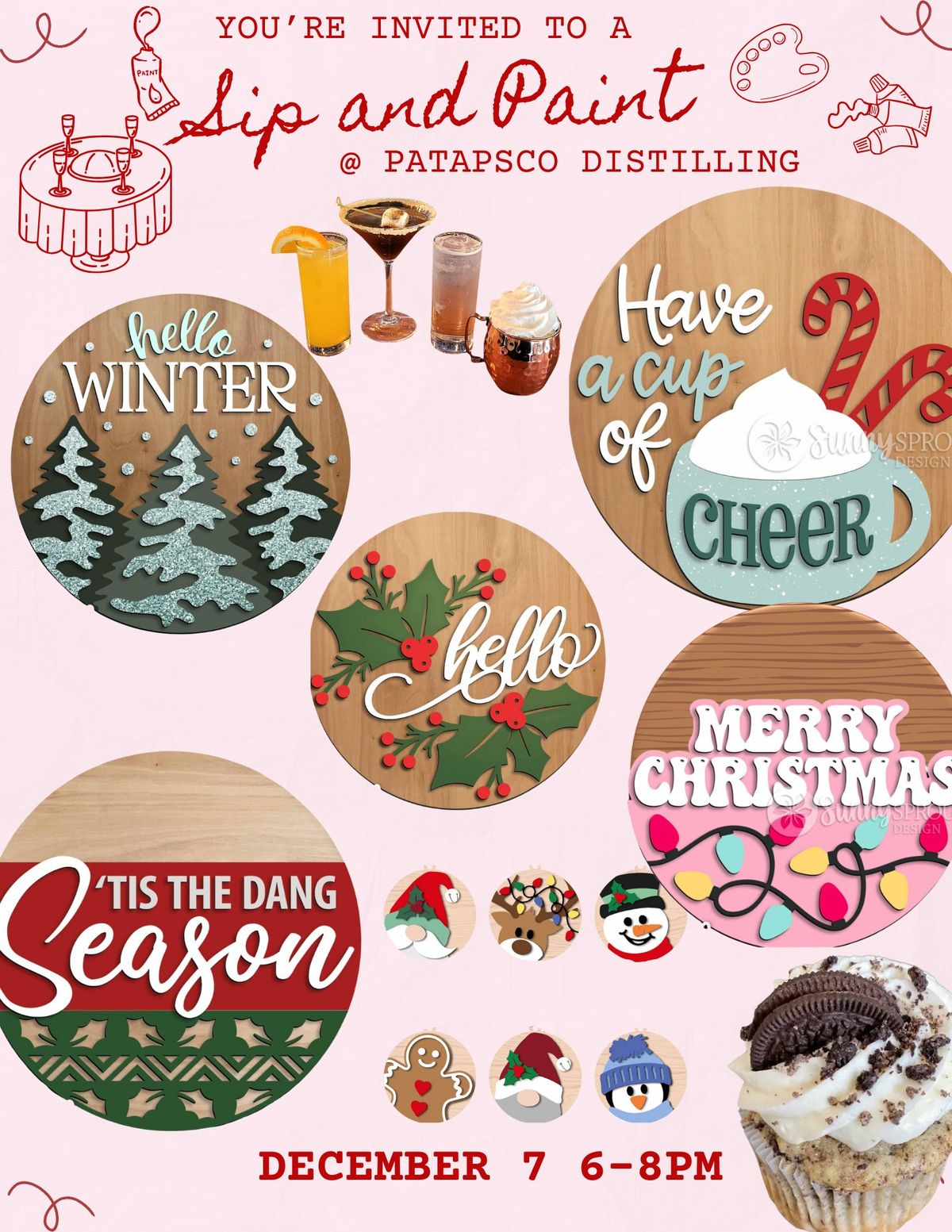 Holiday paint night at Patapsco Distilling-Dec 7