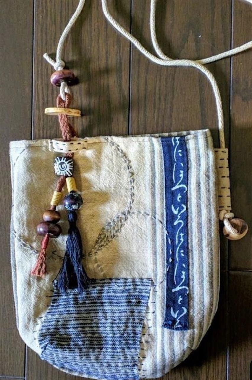 SLOW STITCH FABRIC POUCH NECKLACE \u201cMake it-Take it\u201d