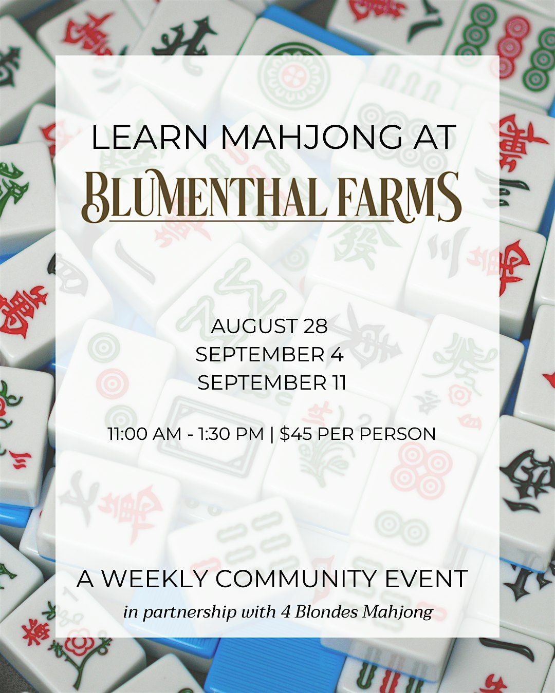 Learn Mahjong with Blumenthal Farms