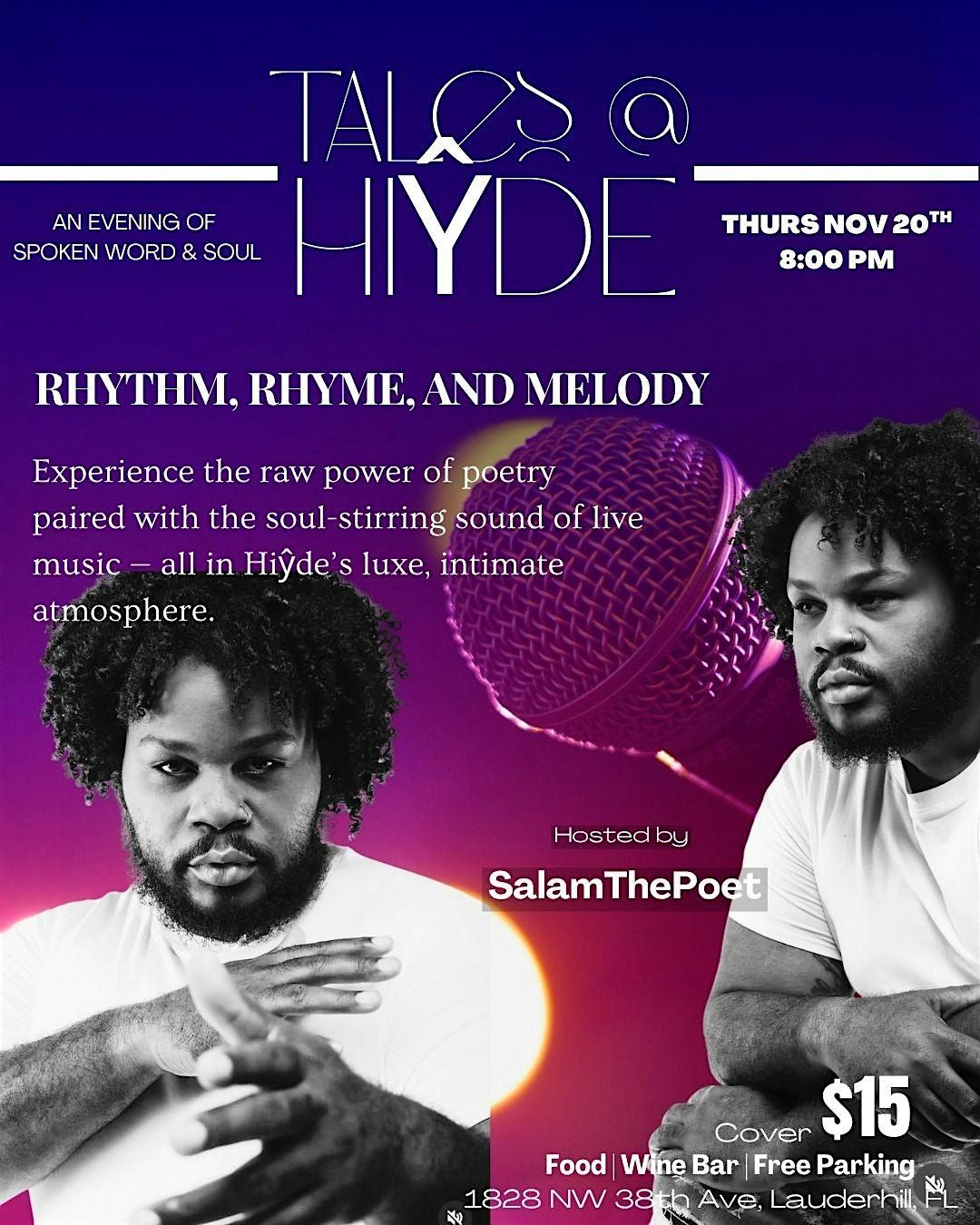 Poetry Night- Tales @ HI\u0176DE $15 Cover