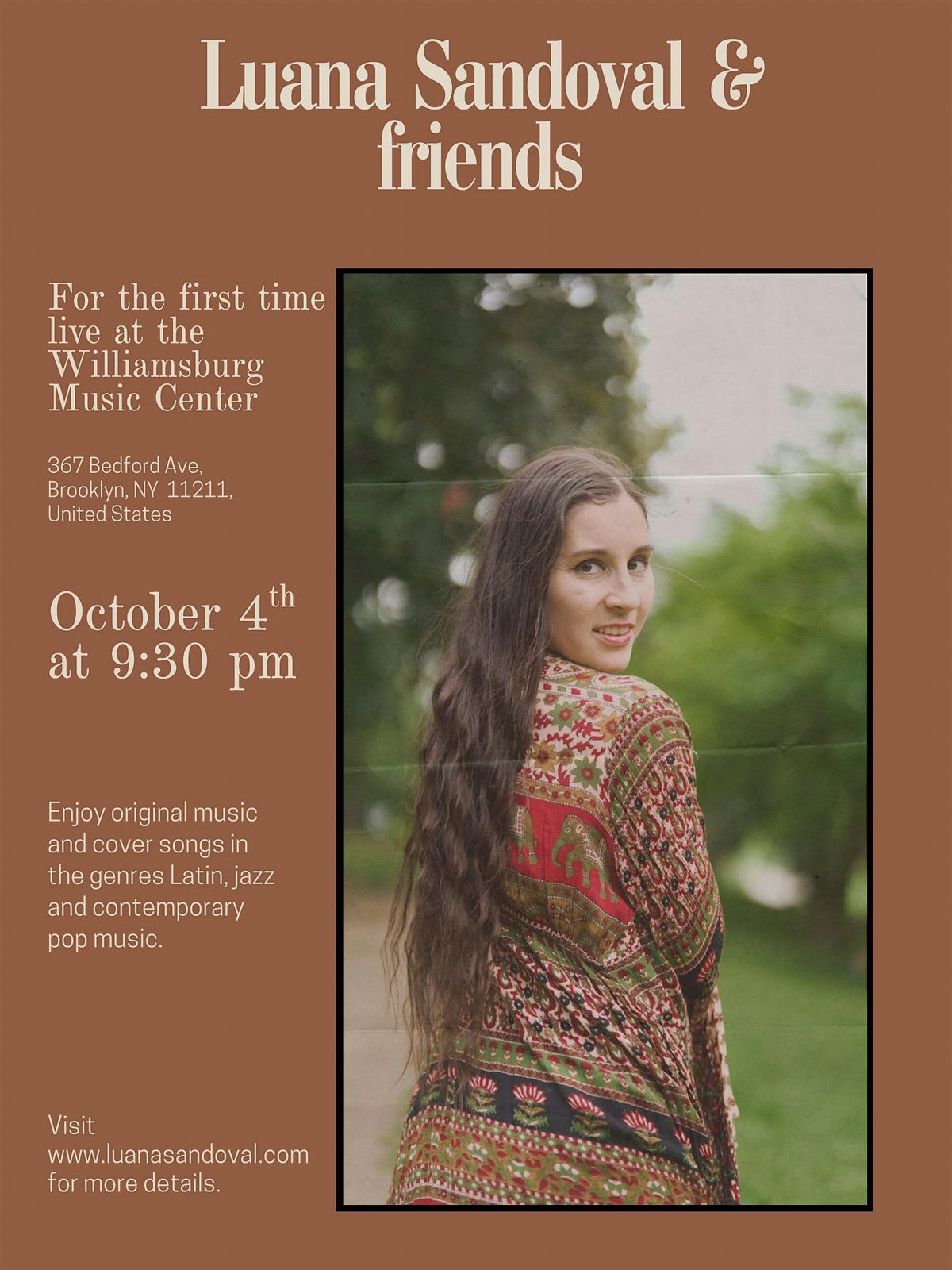 WMC presents  Luana Sandoval & Friends Latin Jazz