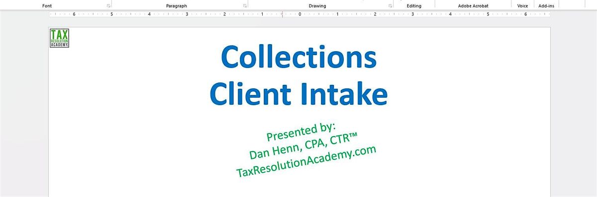 Collections Client Intake