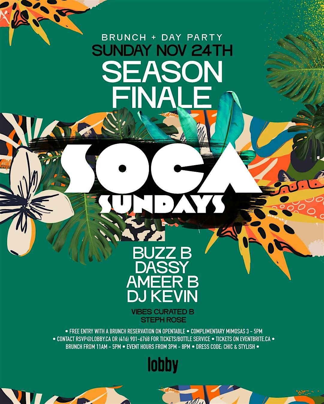 Soca Sundays SEASON FINALE  - Day Party at Lobby