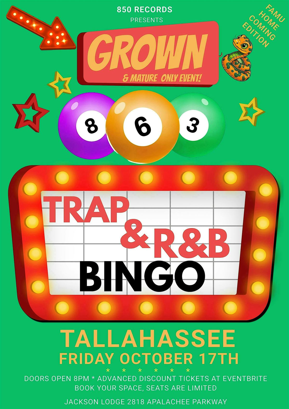 TRAP & R&B BINGO TALLAHASSEE FAMU HOMECOMING EDITION