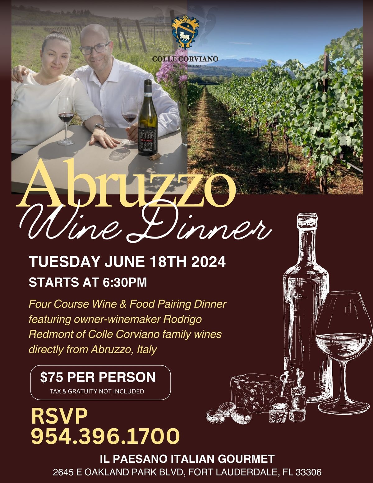 Abruzzo Wine Dinner featuring Colle Corviano 