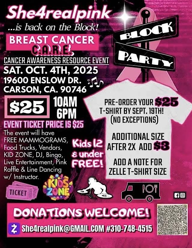Volunteer Sign-Up: She4RealPink Breast Cancer C.A.R.E. Block Party