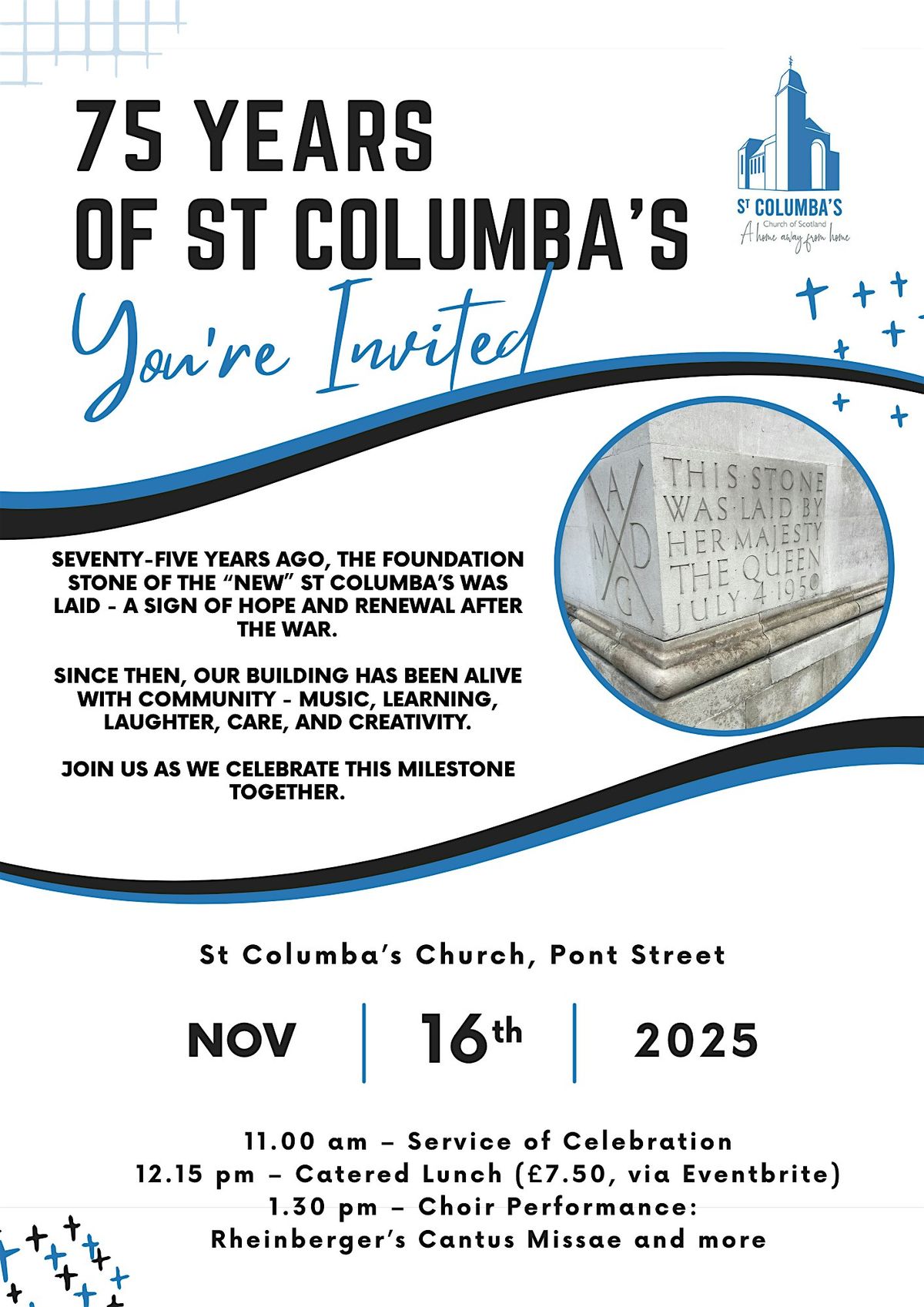 75th Anniversary of the Laying of the Foundation Stone - Lunch ticket only