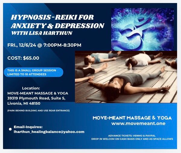 Hypnotherapy- Reiki for Anxiety and Depression w\/ Lisa Harthun