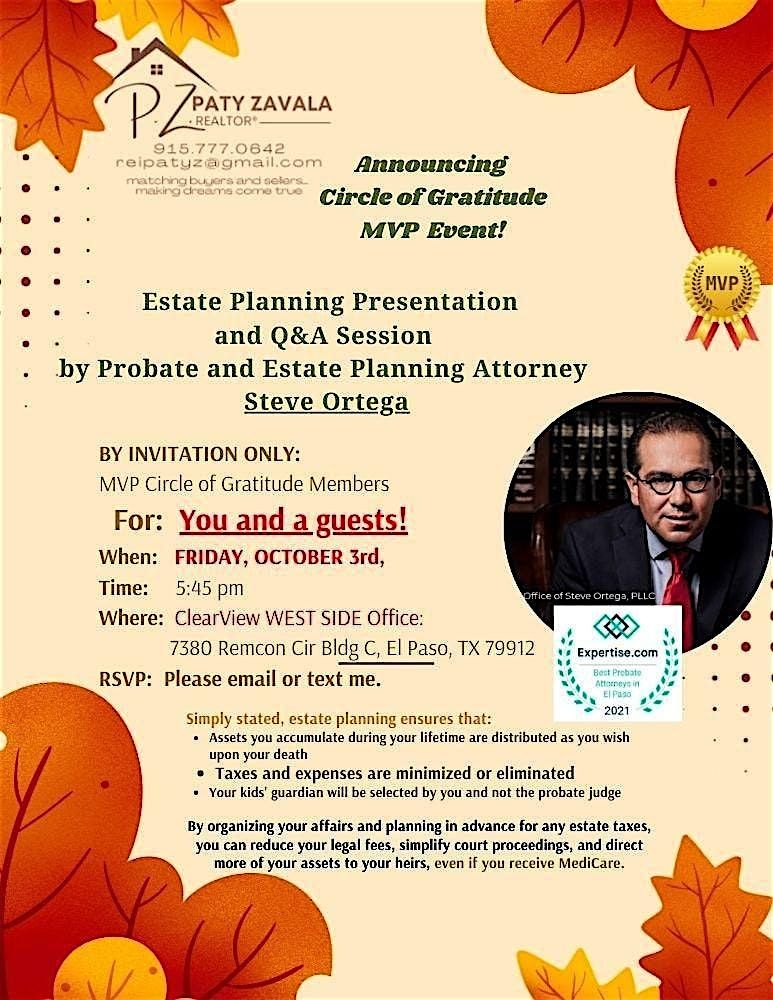 FREE EVENT, Reminder:  It\u2019s Time to Plan Your Legacy The Easy Way!