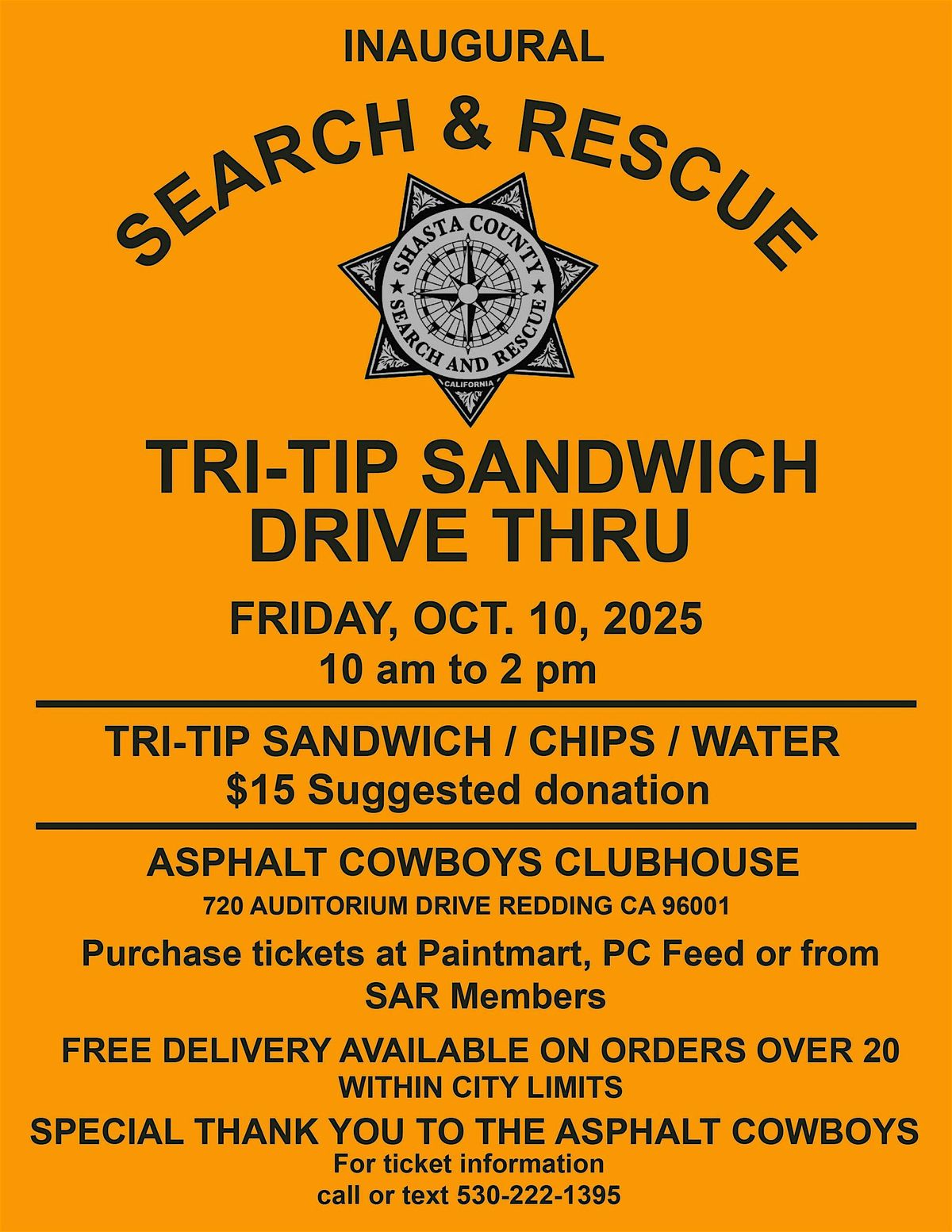 Shasta County Search and Rescue Tri Tip Lunch