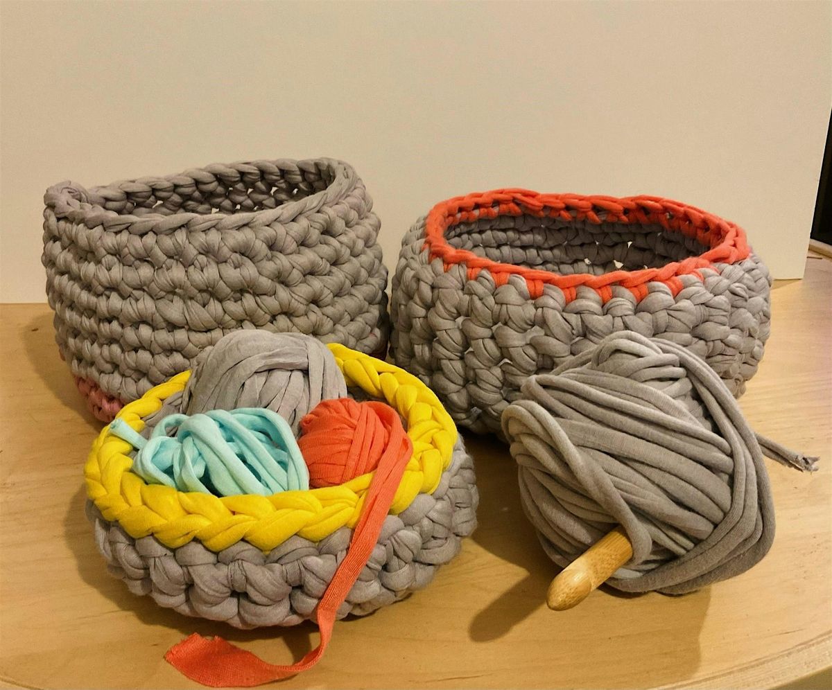 Crochet Basket with T-Shirt Yarn