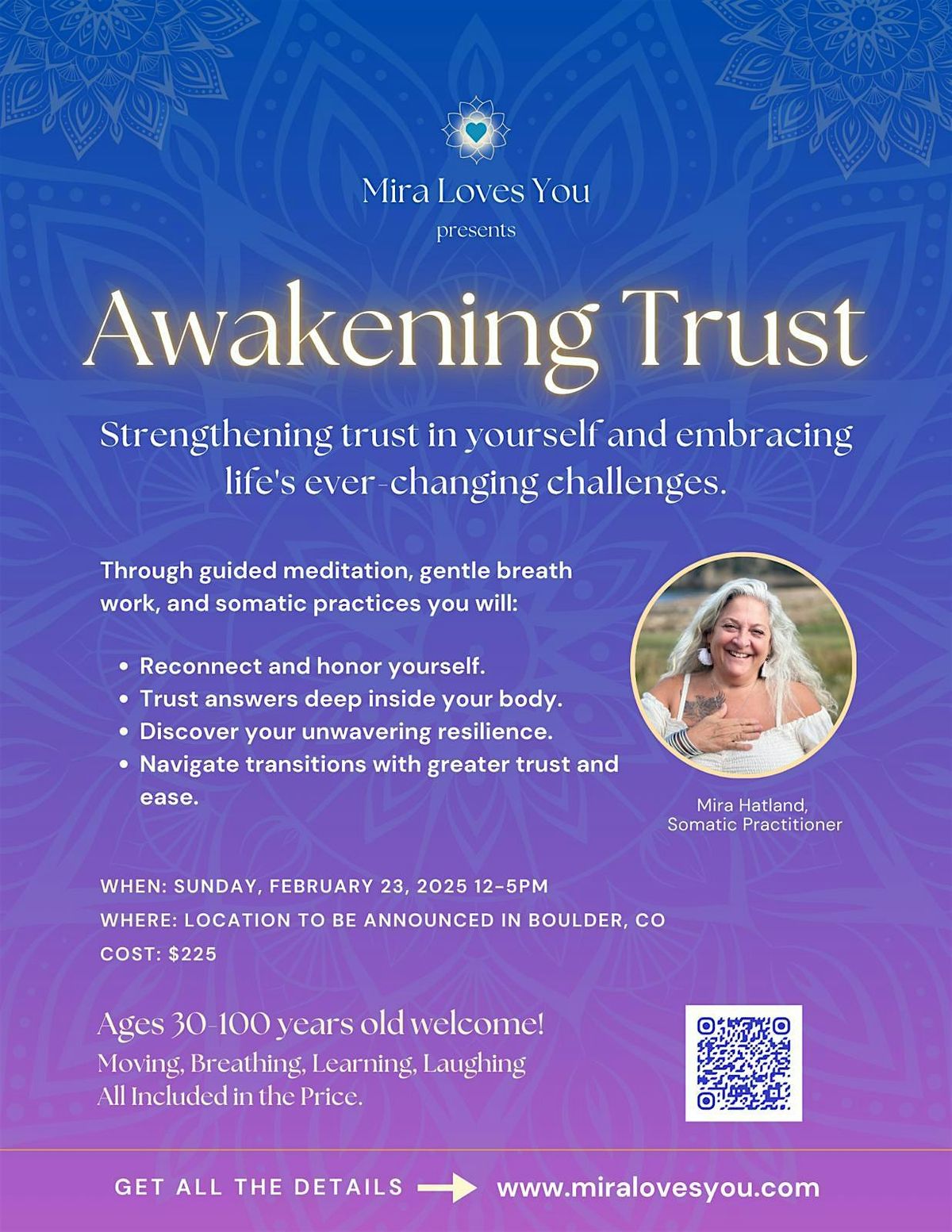 Awakening Trust\/ In Person Boulder Colorado\/ Women Only \/16-100 years old