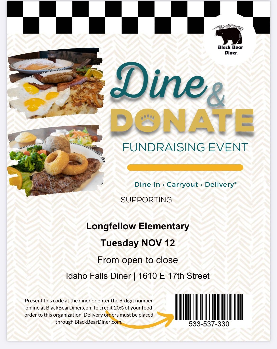 Black Bear Diner Longfellow Fundraiser 