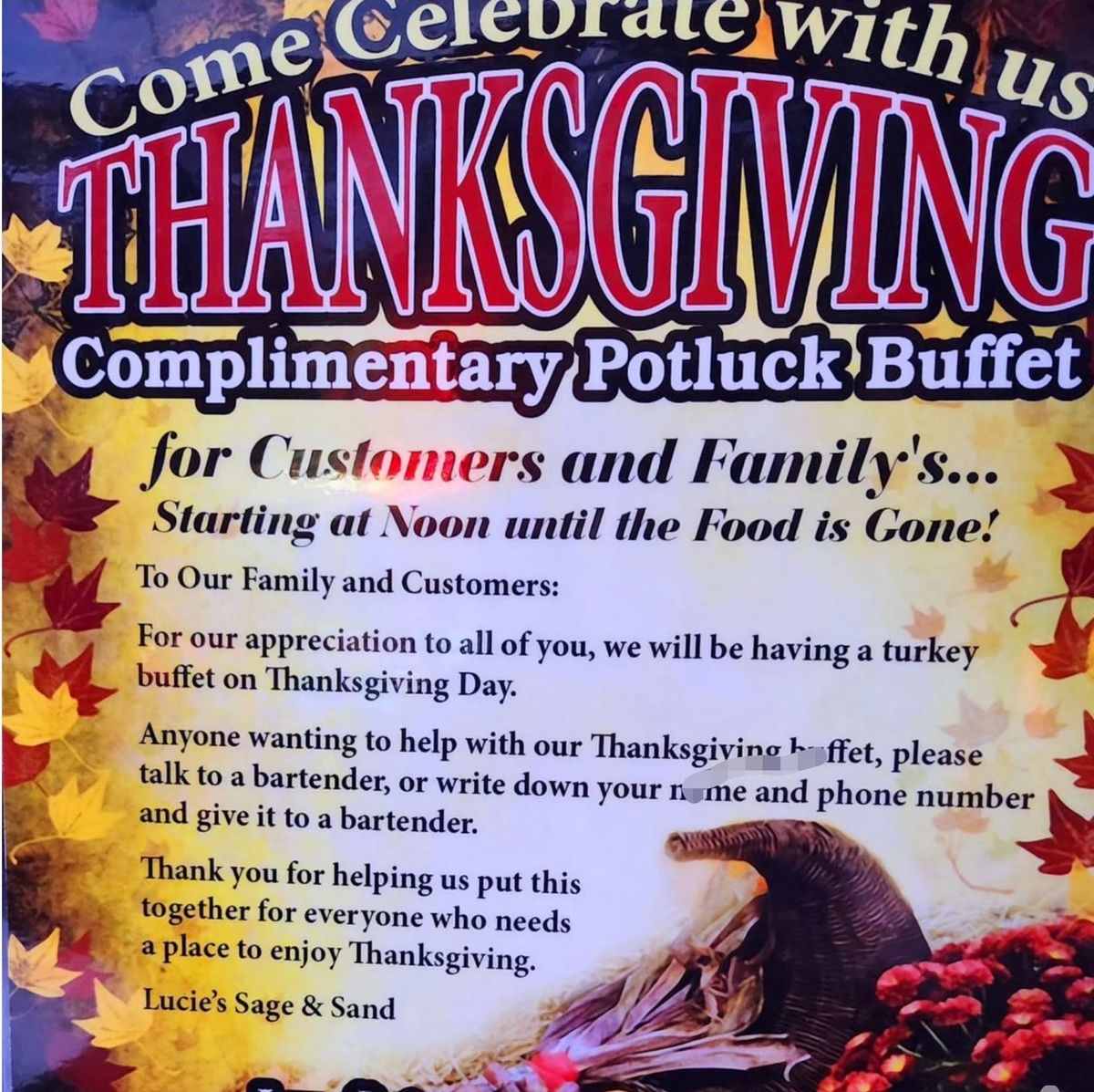 THANKSGIVING POTLUCK BUFFET