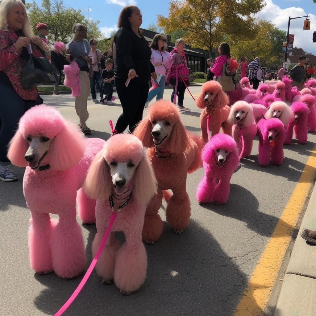 Pink Doggos in Bloomington Indiana's 4th of July Parade