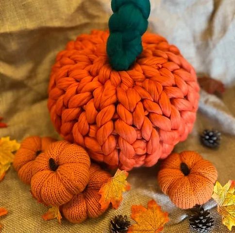 Chunky knitted pumpkin workshop