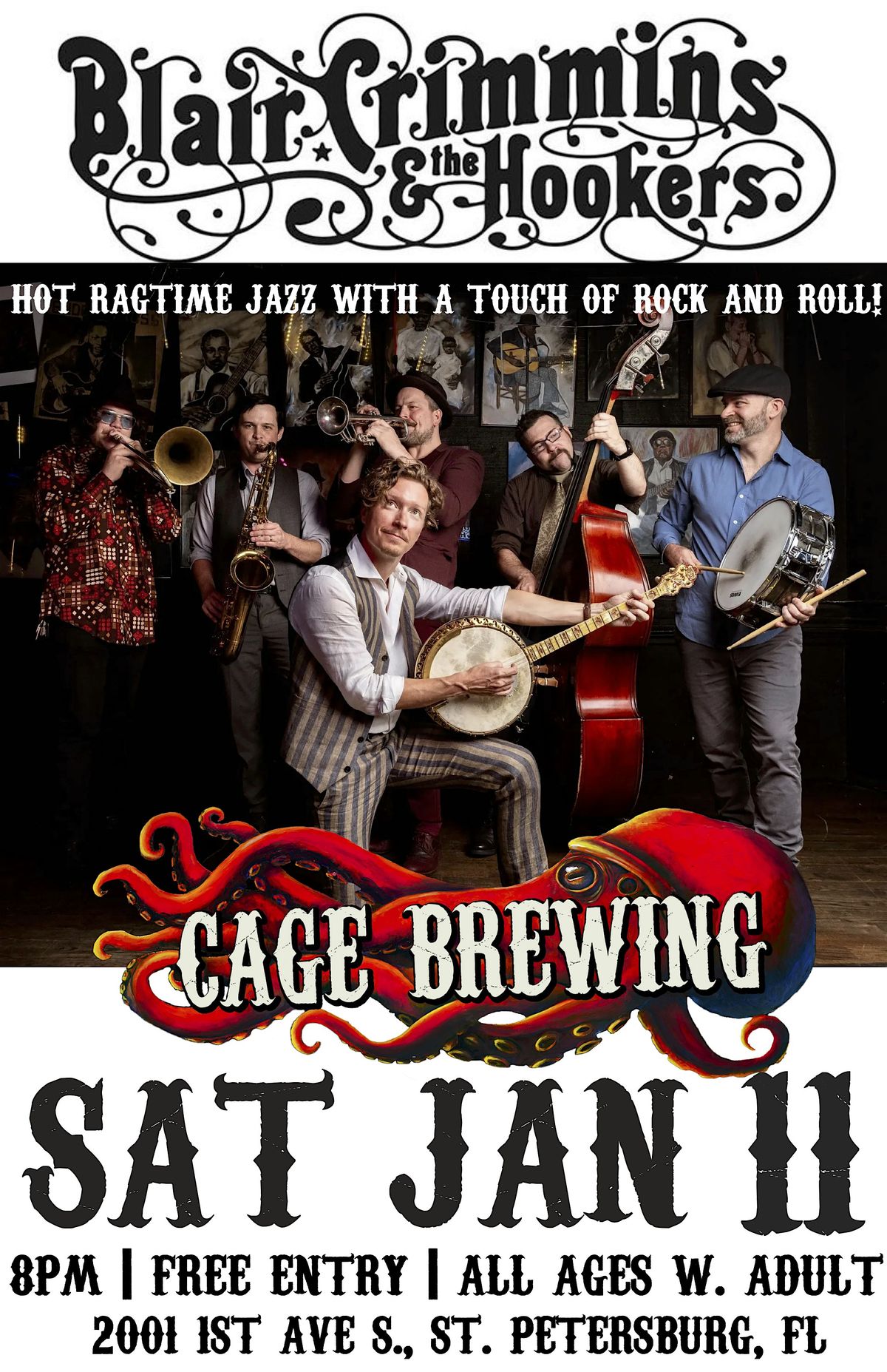 FREE ENTRY: Blair Crimmins & the Hookers LIVE at Cage Brewing | SAT JAN 11