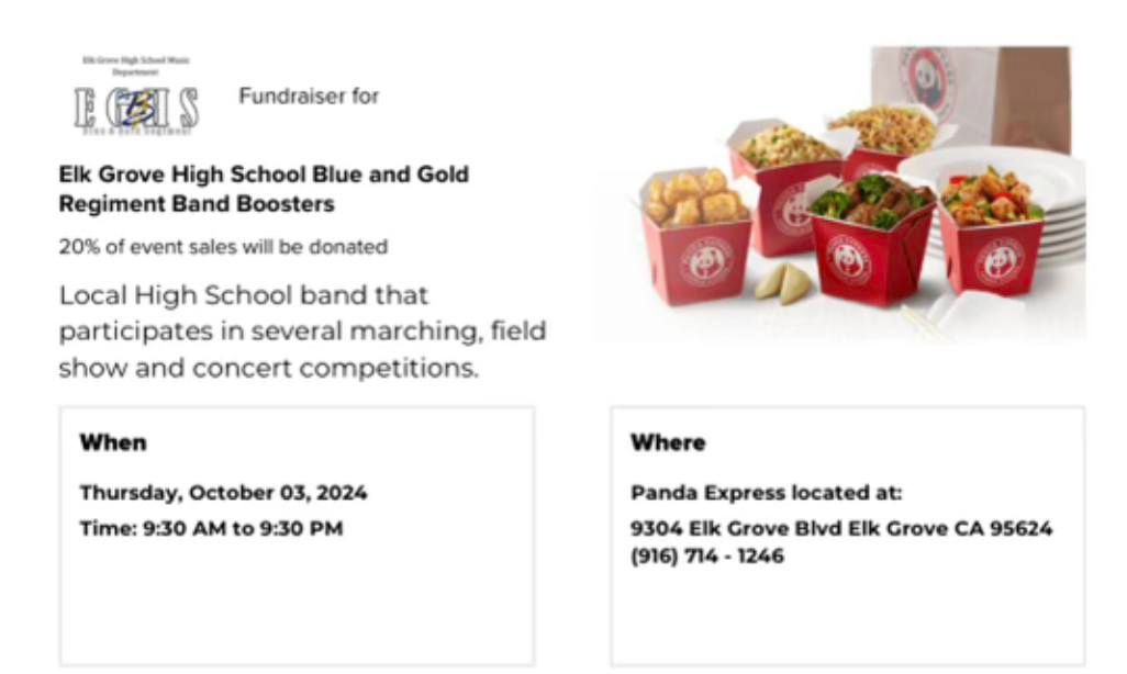 EGHS Band Boosters Panda Express Fundraiser