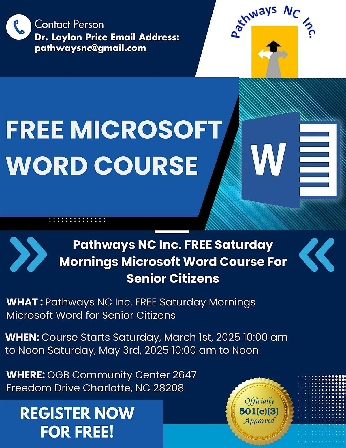 FREE Saturday Morning Microsoft Word Course for Senior Citizens