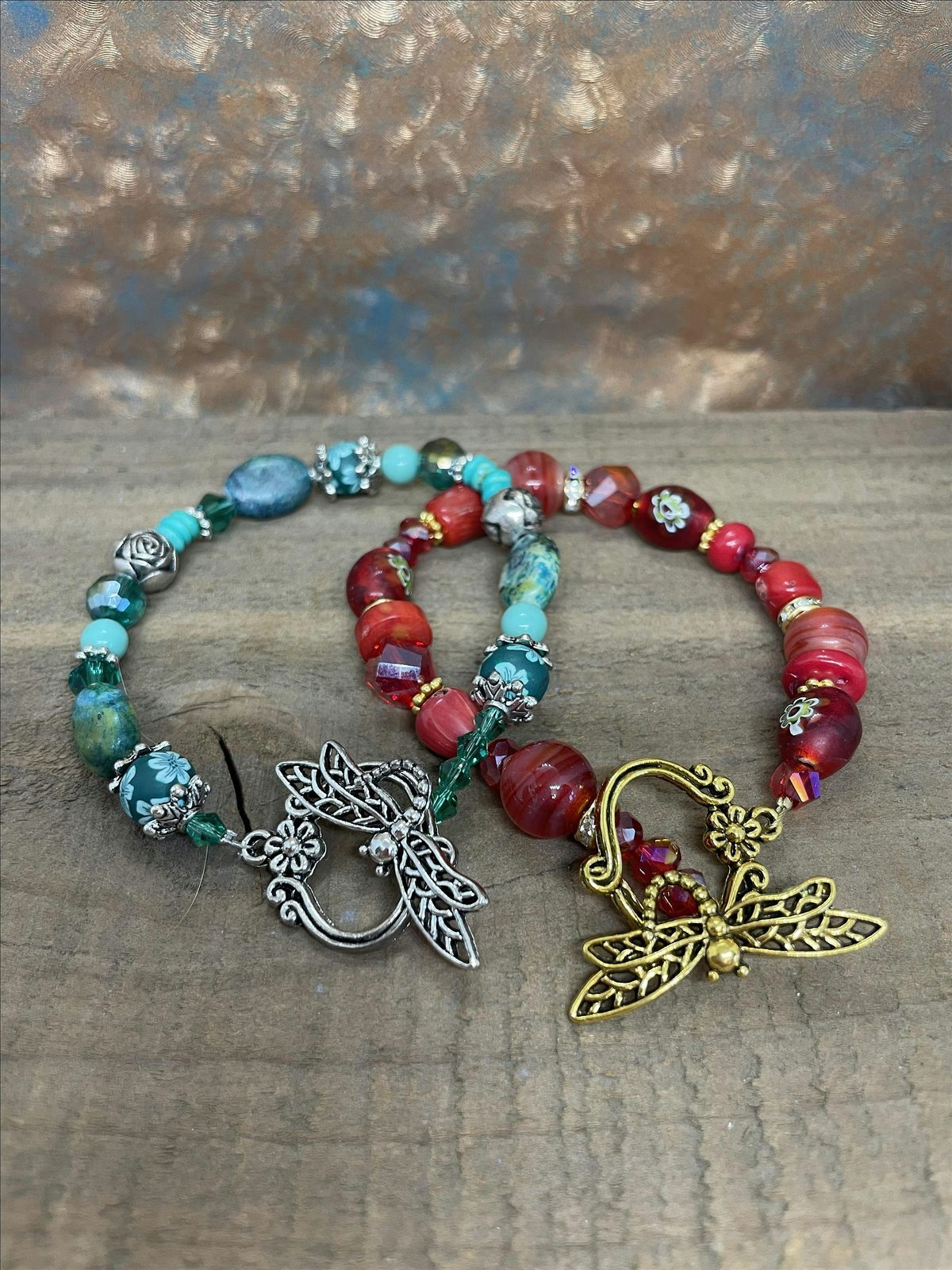 Dragonfly Toggle Clasp Bracelet class with Wine! Pick your beads.