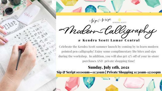 Calligraphy and Summer Jewels at Kendra Scott Lamar Central