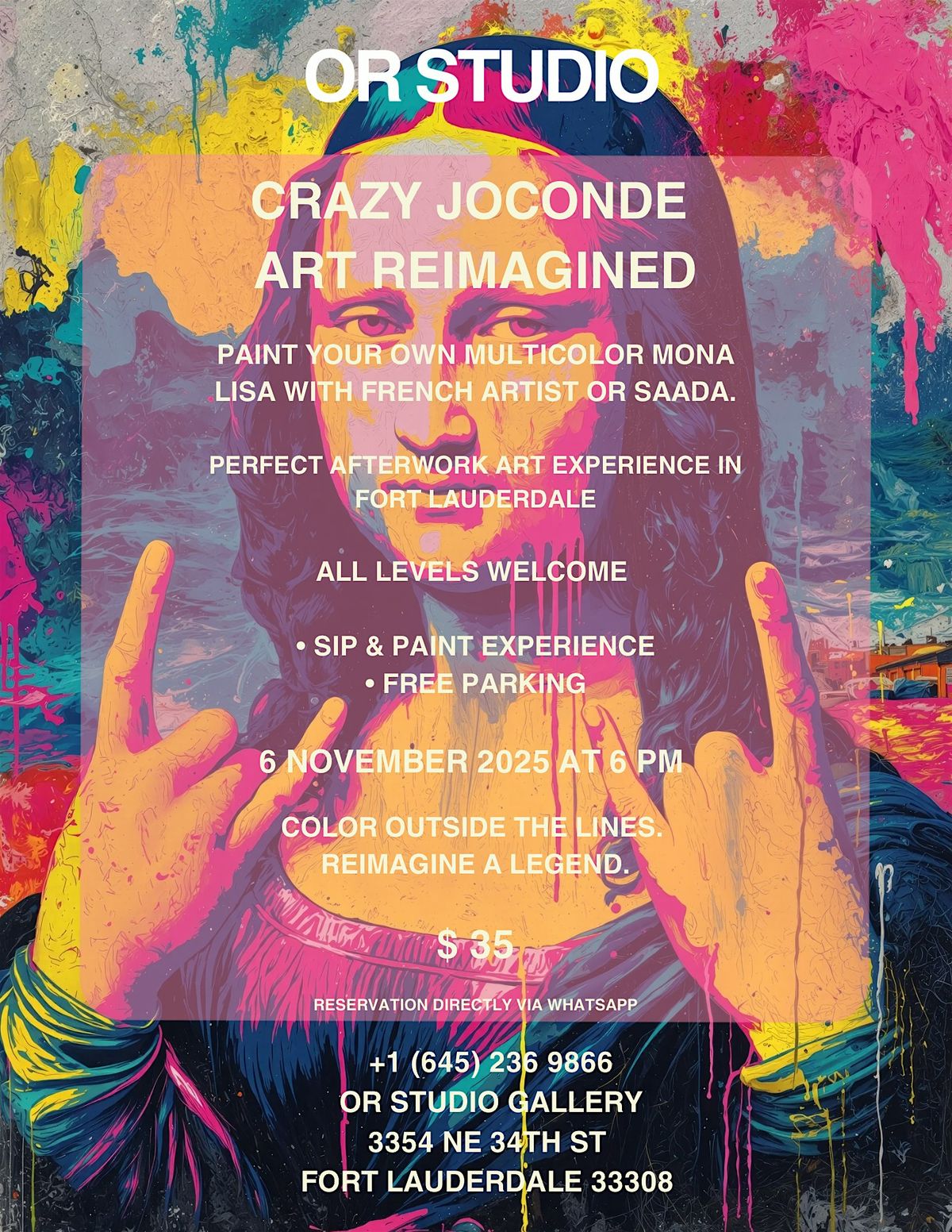Crazy Joconde \u2013 Paint & Sip Workshop by OR SAADA (Fort Lauderdale)