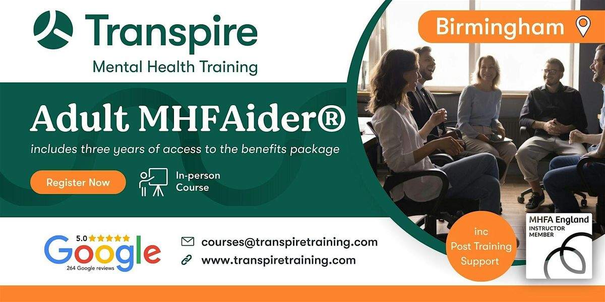 2-Day Mental Health First Aid Course (MHFAider\u00ae) - Birmingham