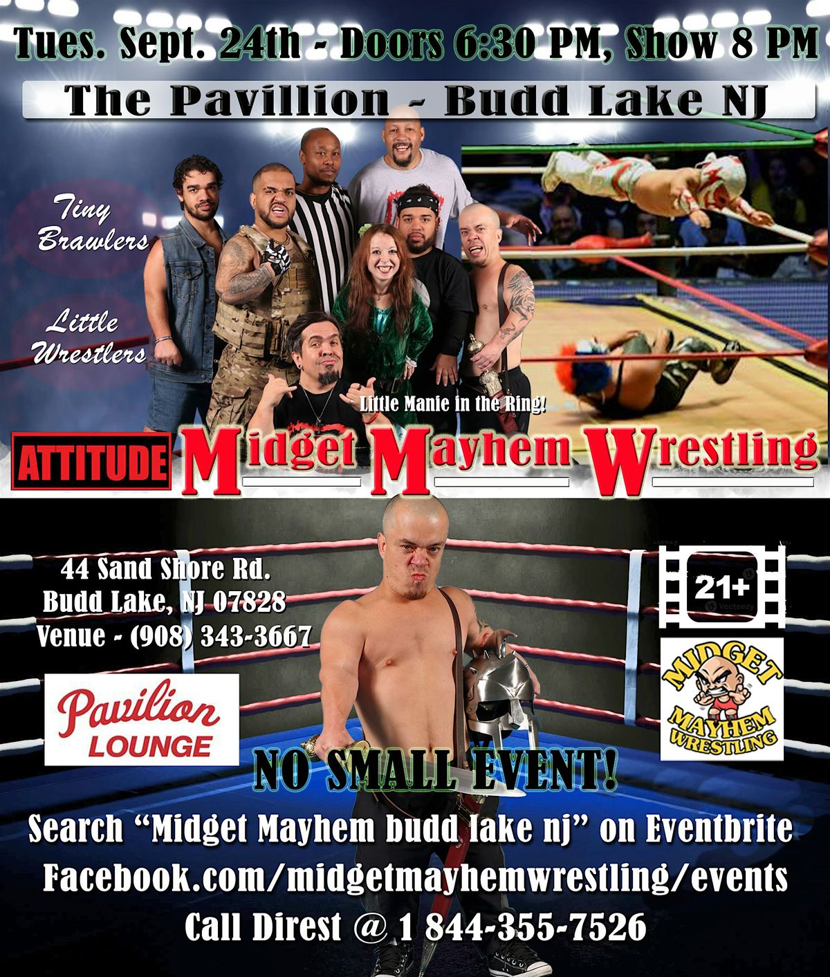 Midget Mayhem Wrestling with Attitude Goes Wild! Budd Lake NJ 21+